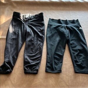 Easton Brand Youth L Kids Black Athletic Bottoms and Adidas brand leggings.